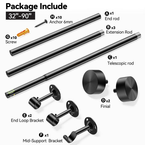 YaFex rod supports up to 60 pounds for heavier curtains