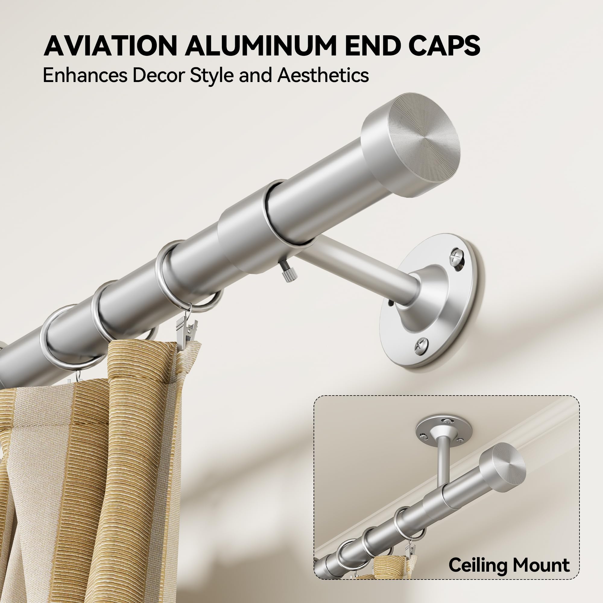 YaFex aluminium finials in silver add contemporary style.