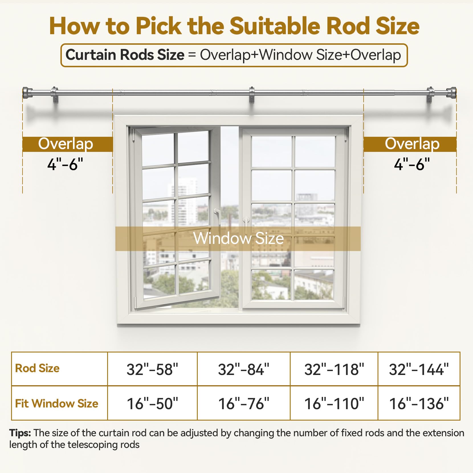 YaFex 1-inch diameter rod offers strong support for various drapes.