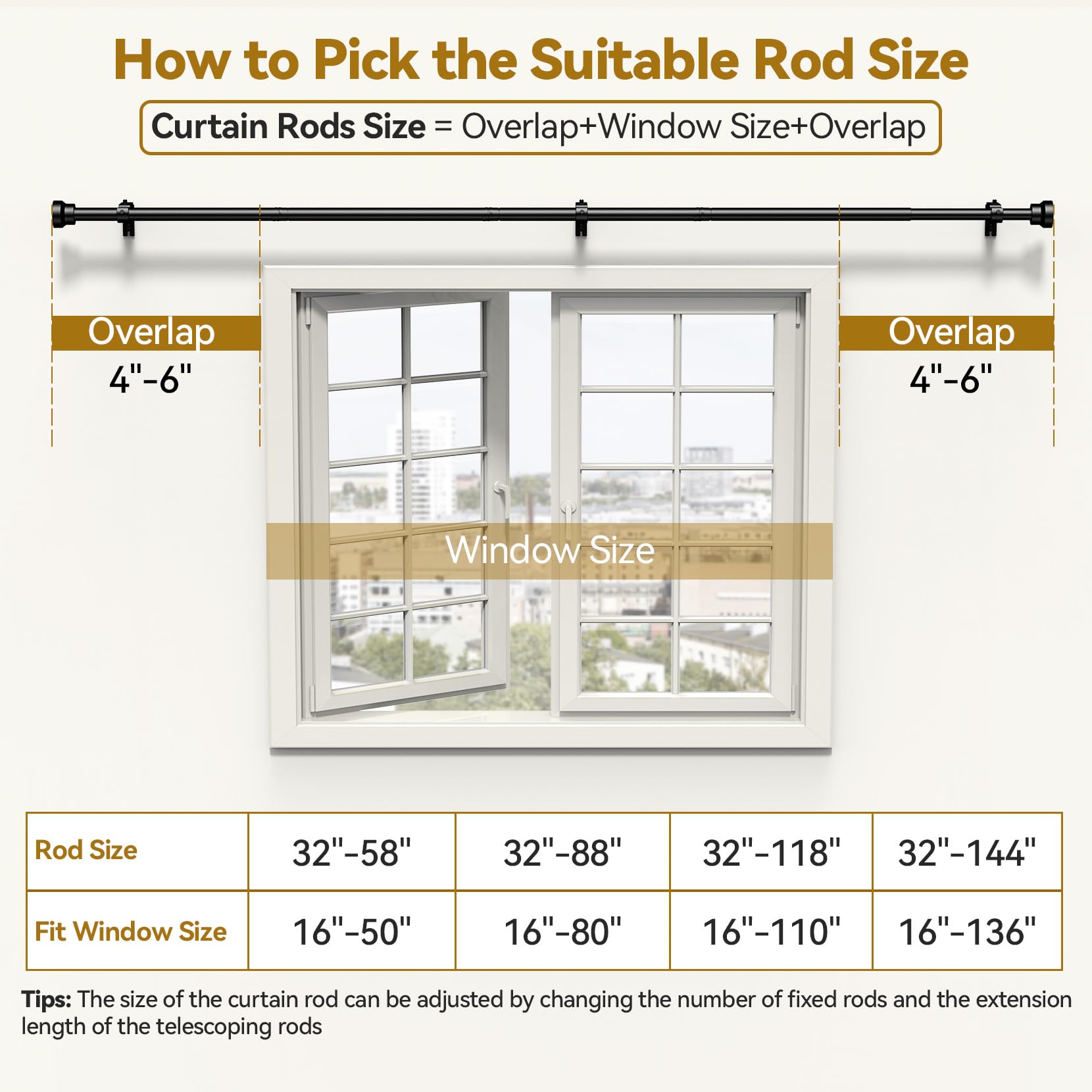 YaFex heavy-duty support up to 50 pounds for heavier drapes.