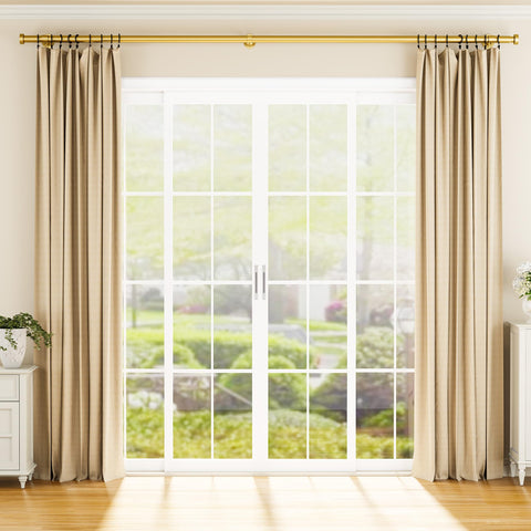 YaFex gold end-cap details enhance aesthetic while securing drapes.