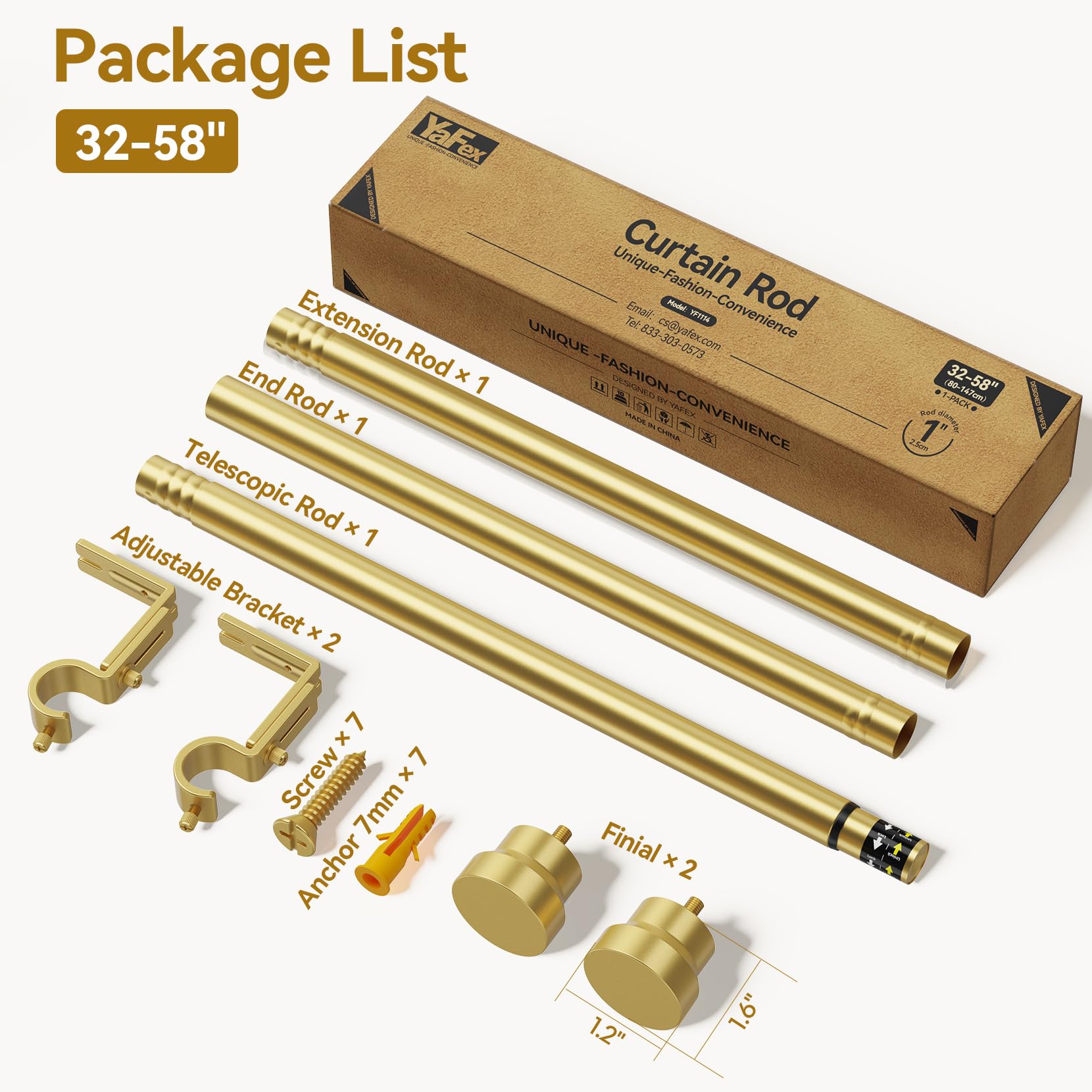 YaFex hardware with anchors ensures secure wall mounting for reliability.