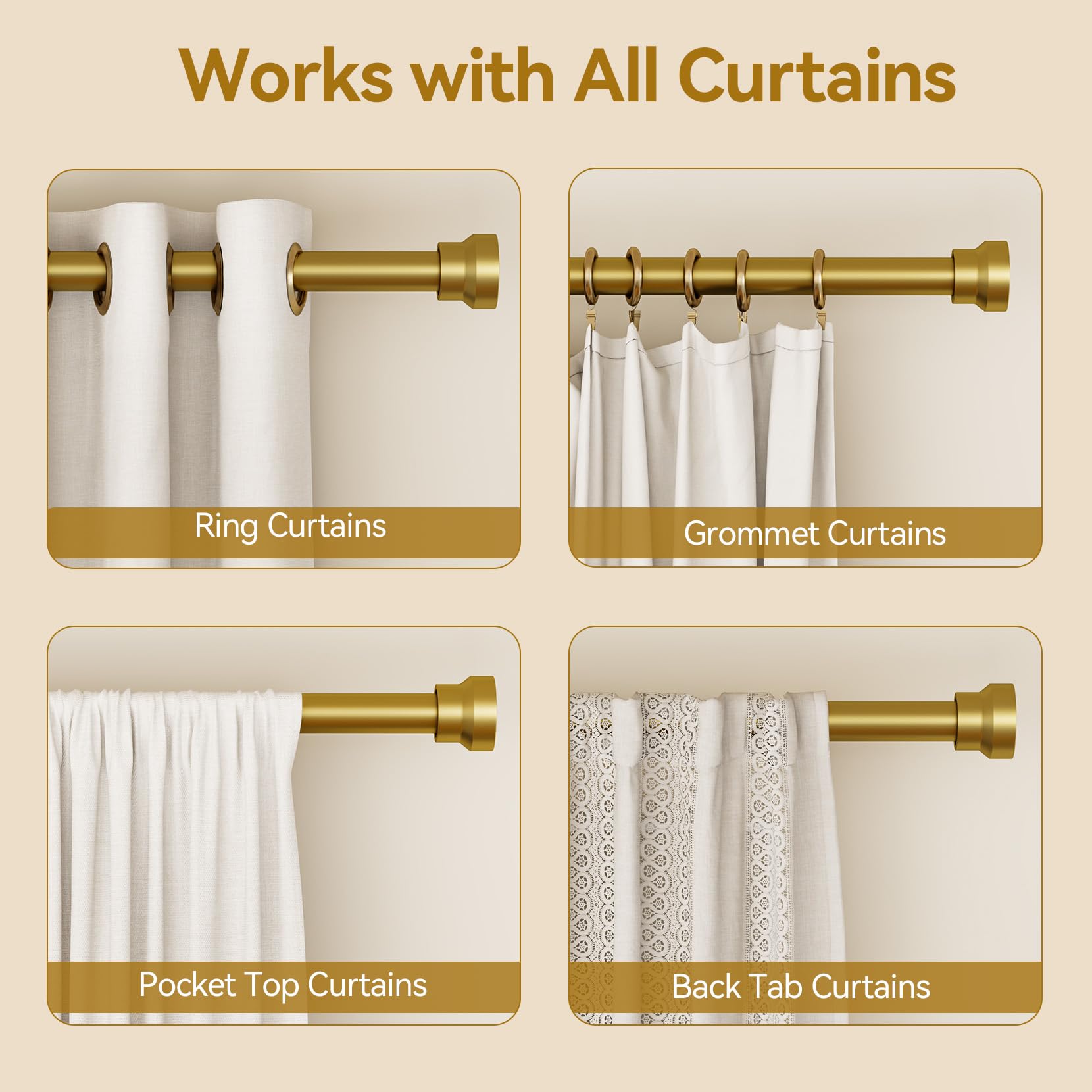 YaFex heavy-duty construction offers durable curtain support for daily use.
