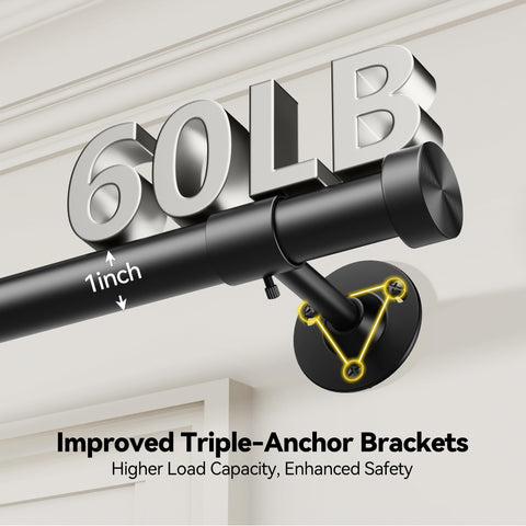 YaFex matte-black finials detail offers a sleek finish