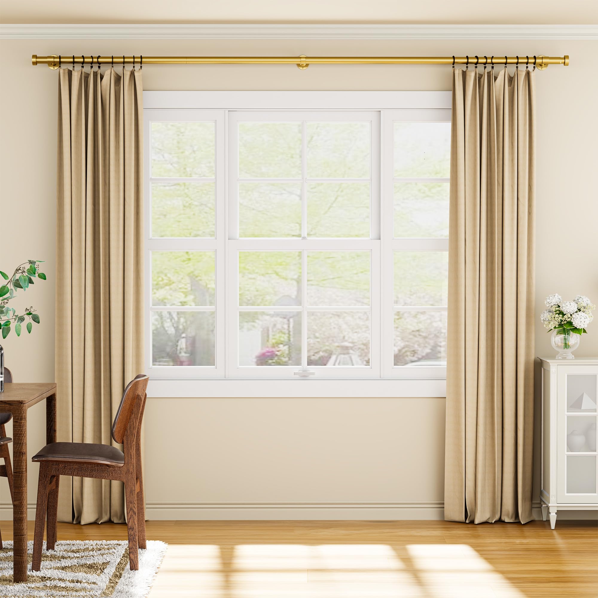 YaFex gold curtain rod in modern design elevates room style