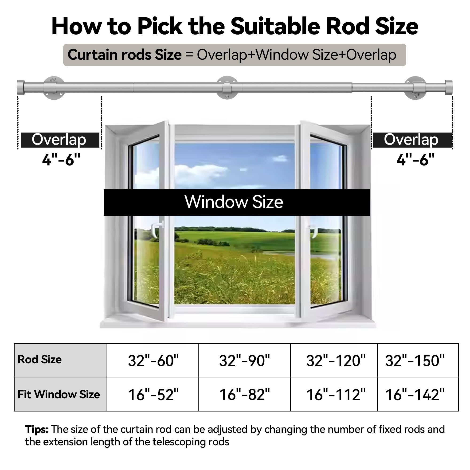 YaFex versatile rod suits living rooms, bedrooms, doors, and patios.