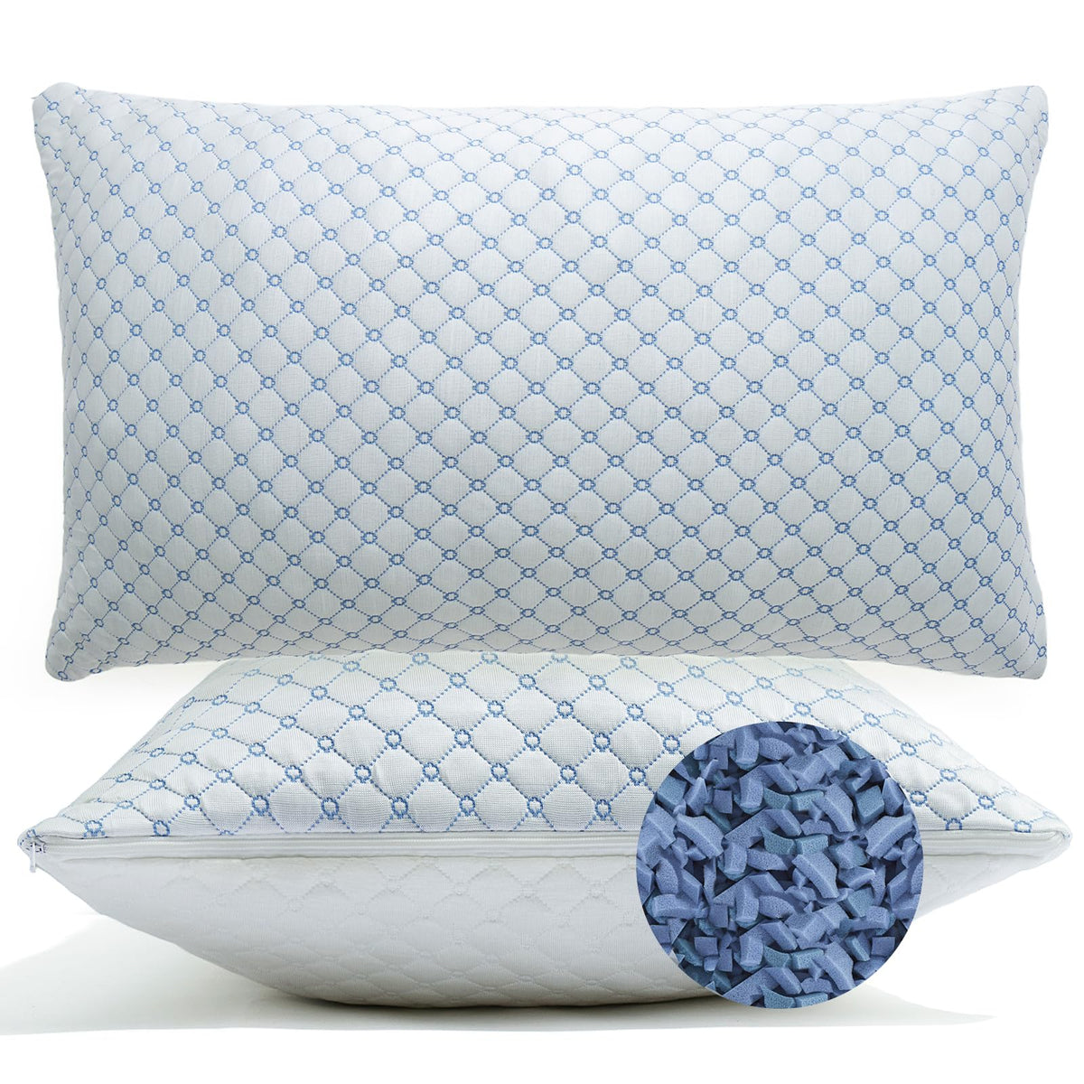 Yagamo cooling bed pillows 2-pack front view shows ergonomic neck support.