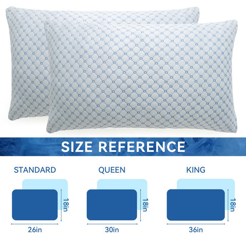 Yagamo cooling bed pillows 2-pack side profile with adjustable loft for comfort.