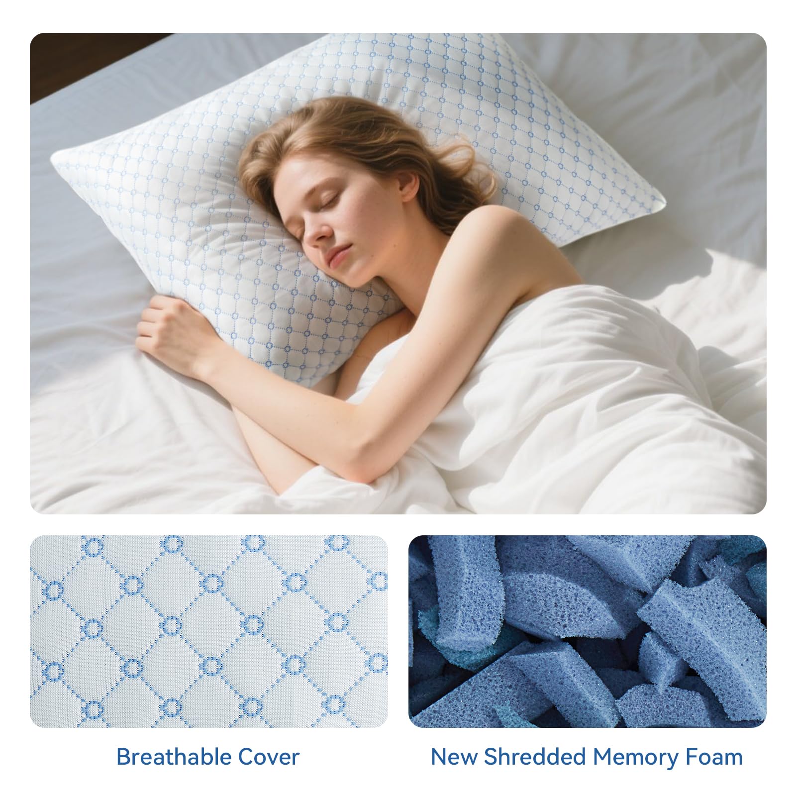 Yagamo cross-cut memory foam core detail enhances airflow and contouring.