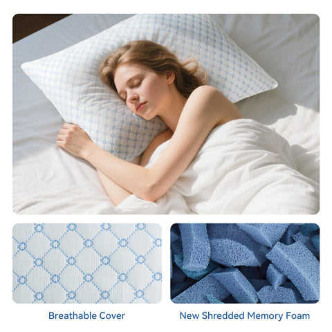 Yagamo cross-cut memory foam core detail enhances airflow and contouring.