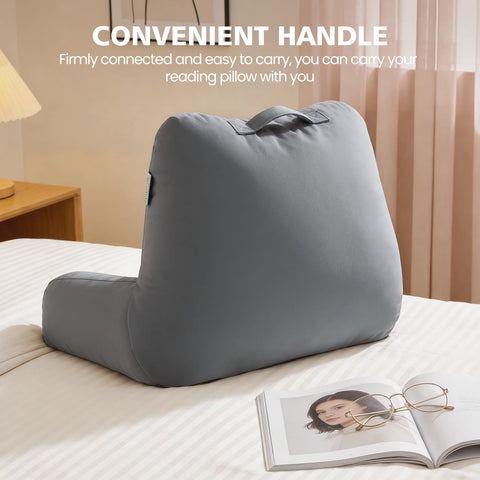 Yagamo pillow side pocket keeps phone and glasses within reach.
