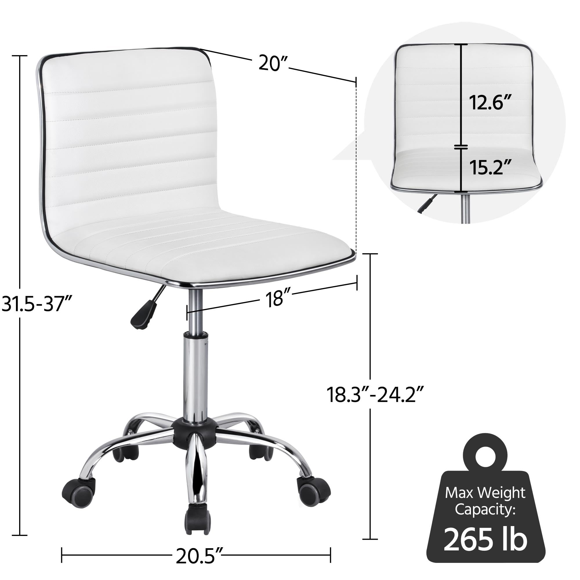 Yaheetech armless under-desk view highlighting space saving design.