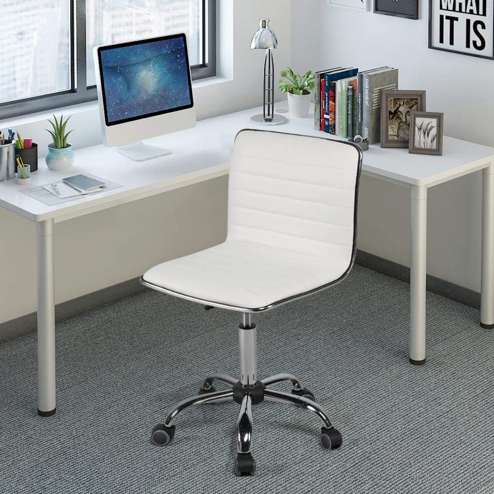 Yaheetech white desk chair in a modern room setting.