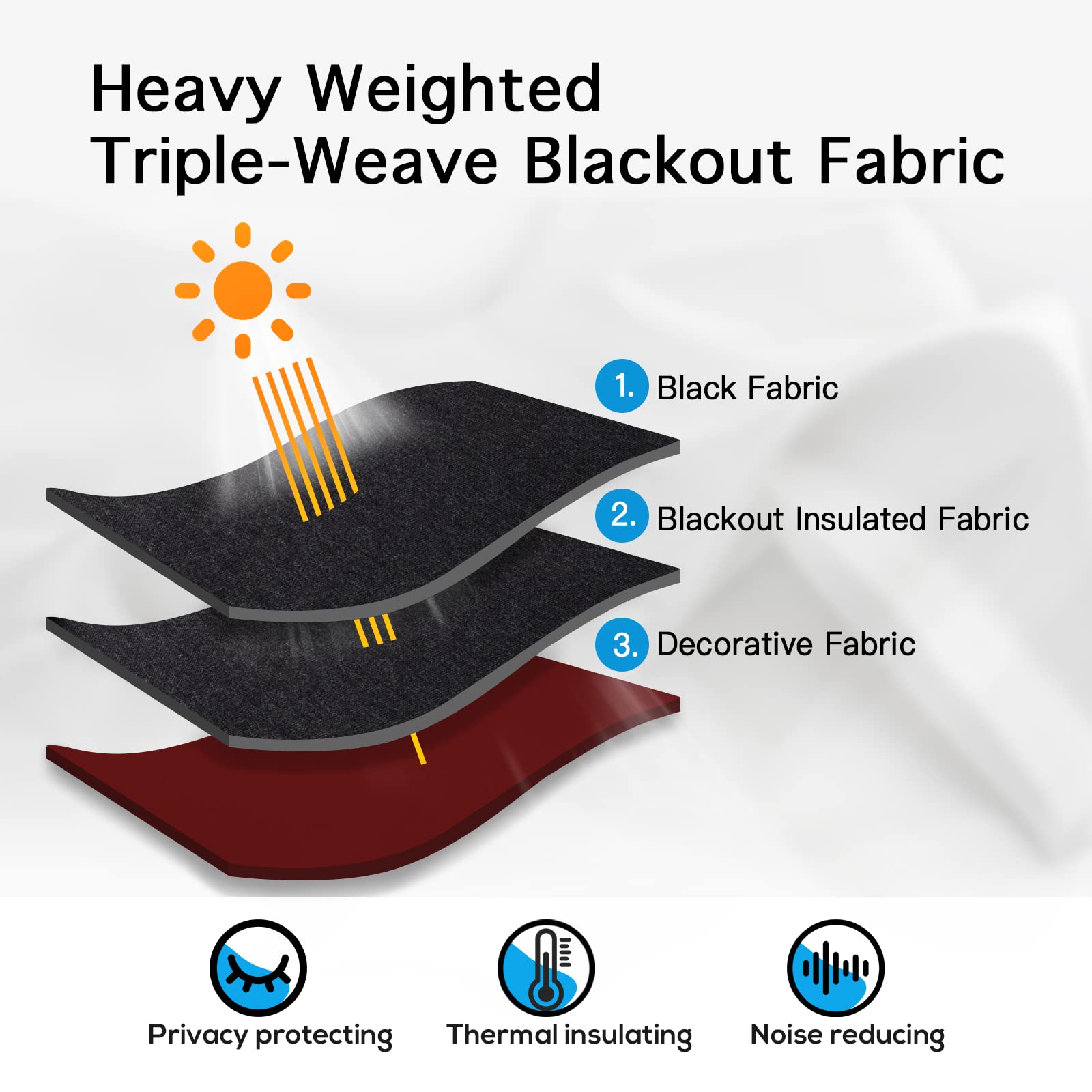 Yakamok burgundy red blackout fabric closeup highlighting thick triple-weave material