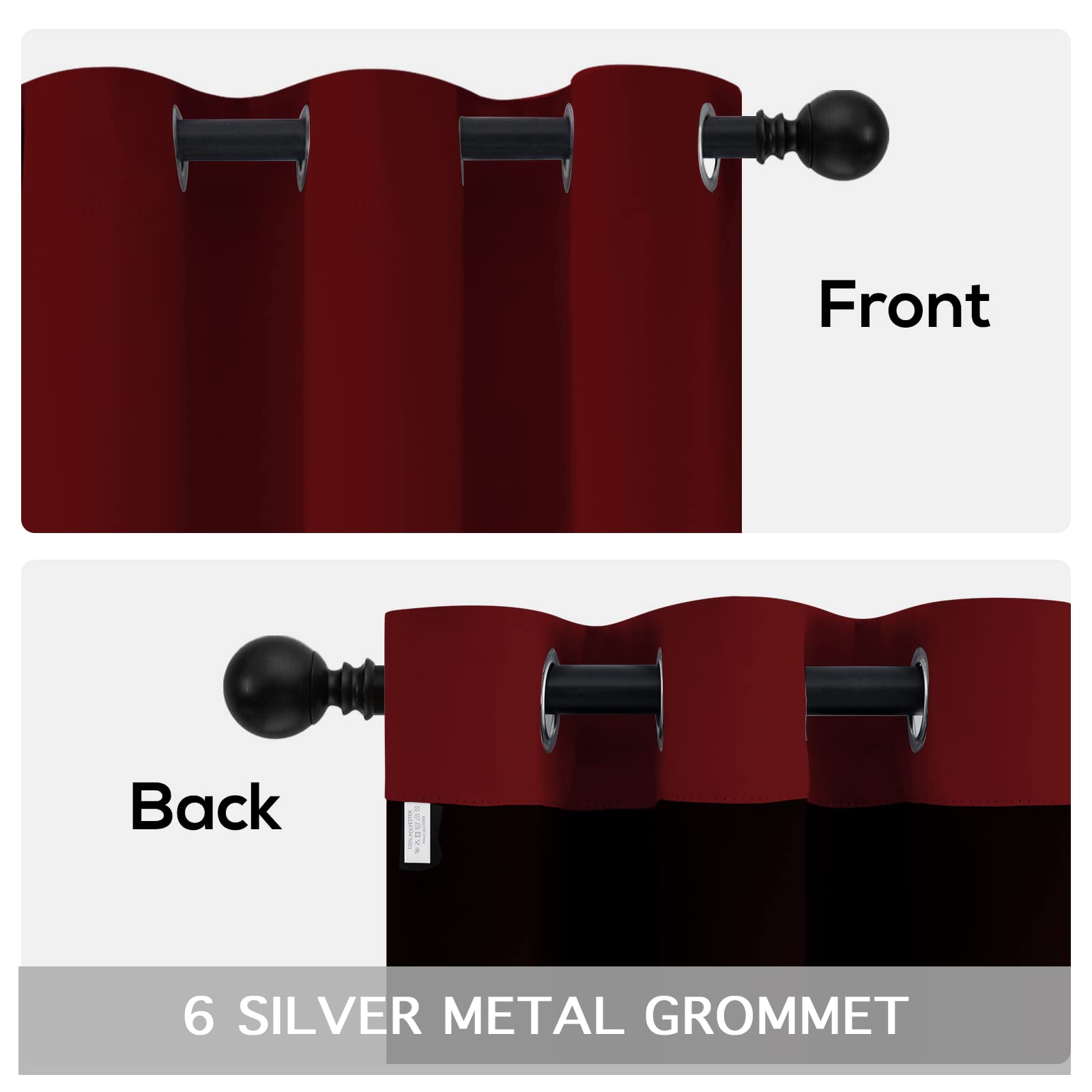Yakamok easy-care machine-washable burgundy curtains with cold wash guidance
