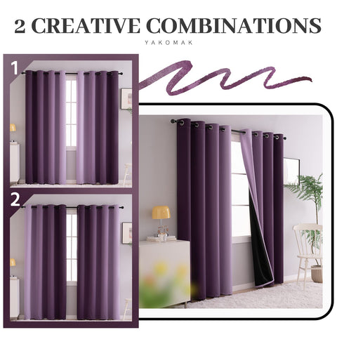 Yakamok ombre blackout curtains in a living room setup for cozy evenings