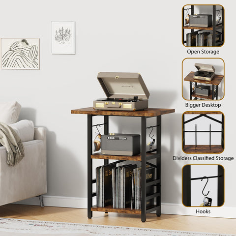 YAKANJ three-layer storage with dividers keeps your records neatly separated.