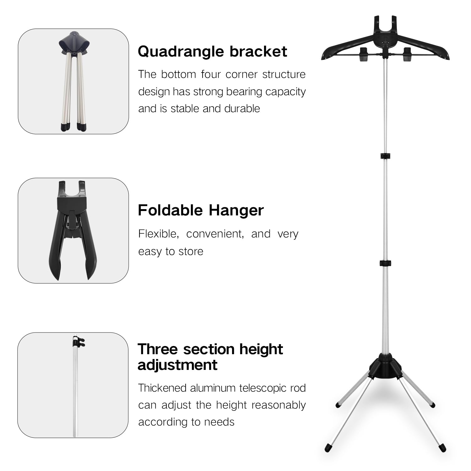 YALANMEI three-stage adjustable rods enable customized height for any wardrobe.