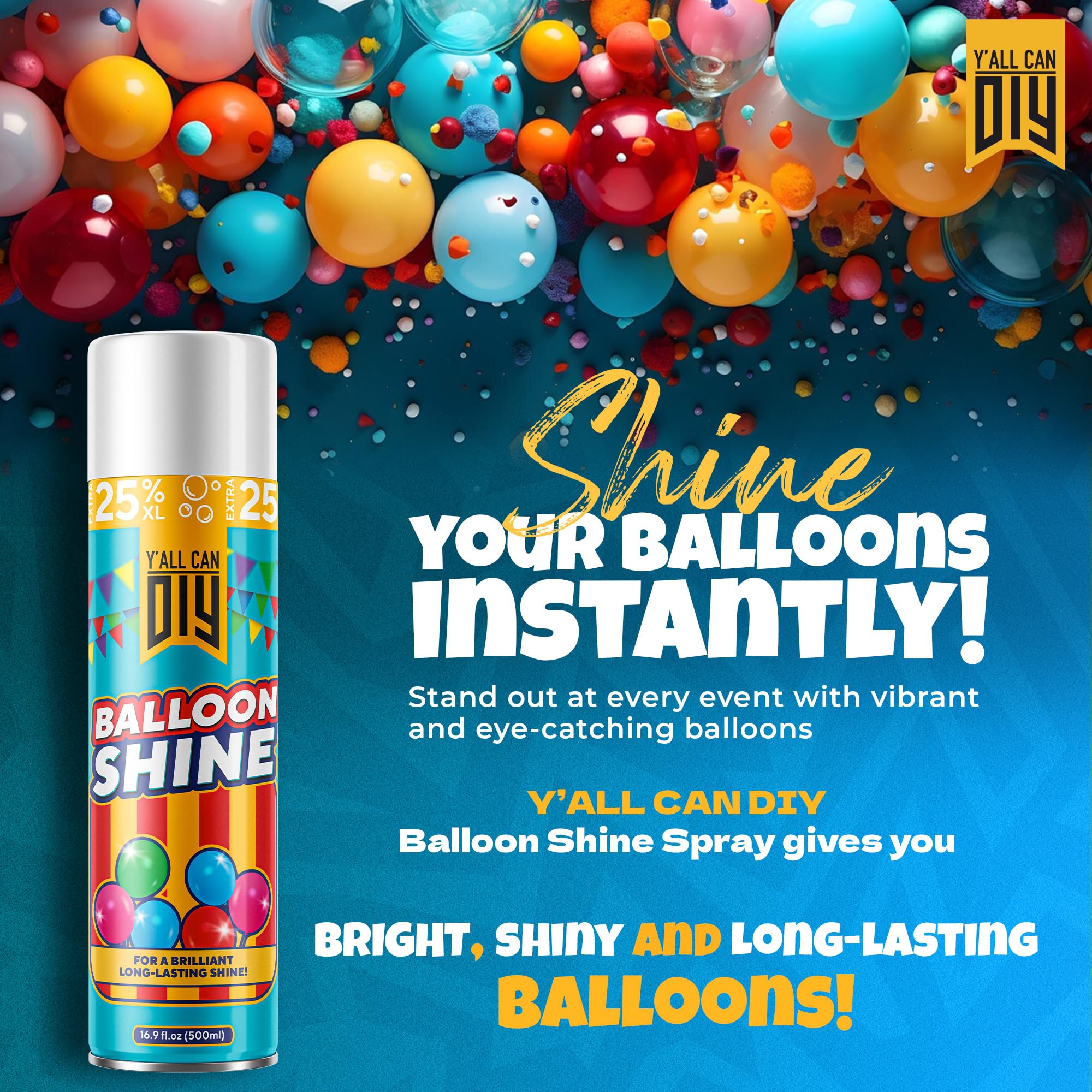 Y'allCanDiy Balloon Shine Spray in action applying even sheen to latex balloons