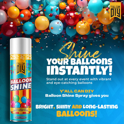 Y'allCanDiy Balloon Shine Spray in action applying even sheen to latex balloons
