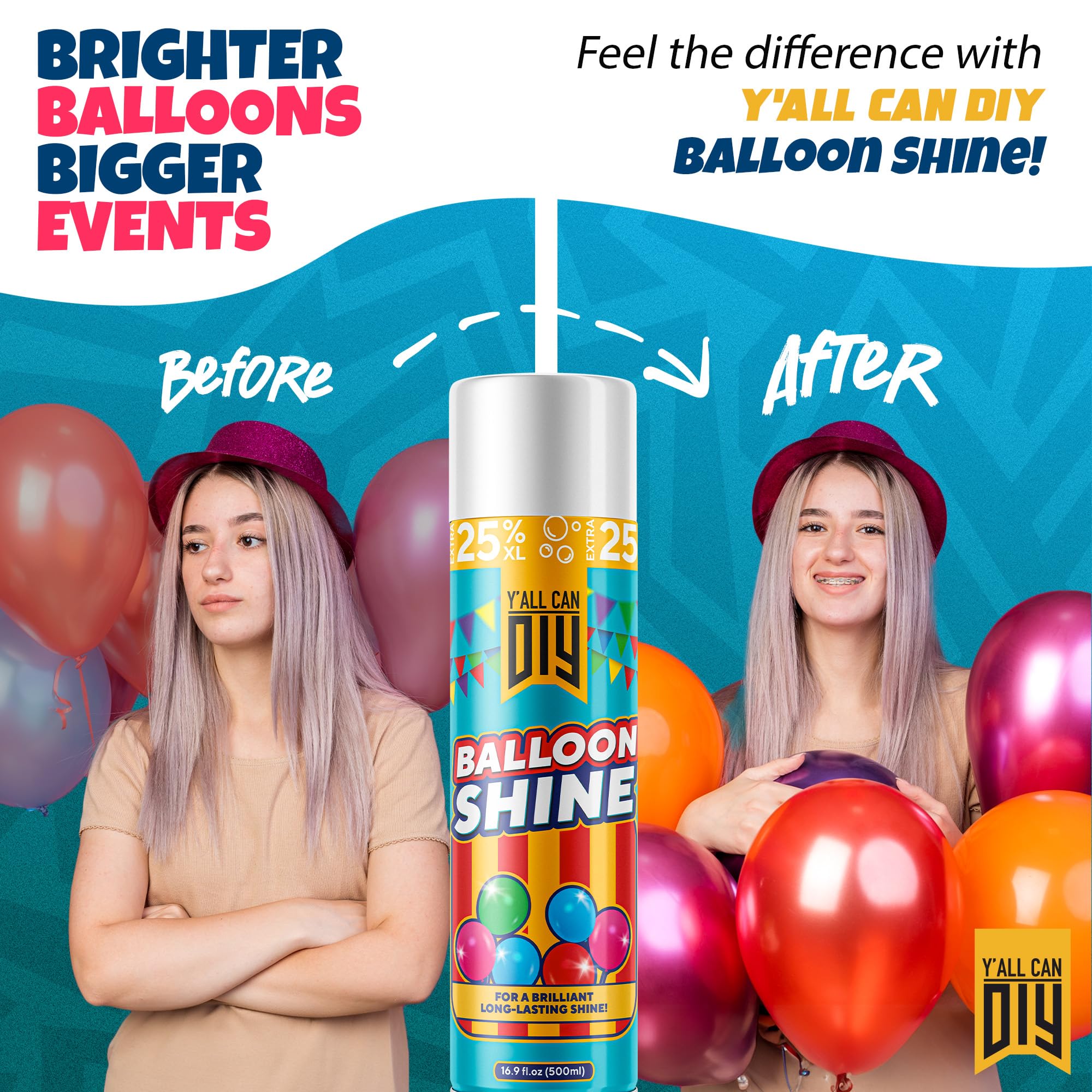 Y'allCanDiy Balloon Shine Spray two-pack cans for large celebrations
