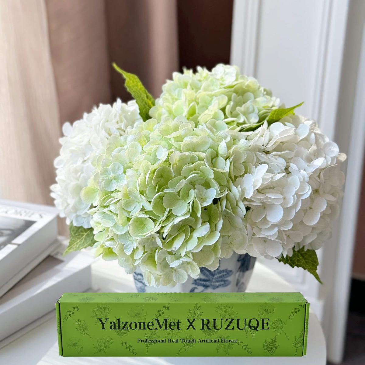 YalzoneMet artificial hydrangea flowers in white for timeless home decor.