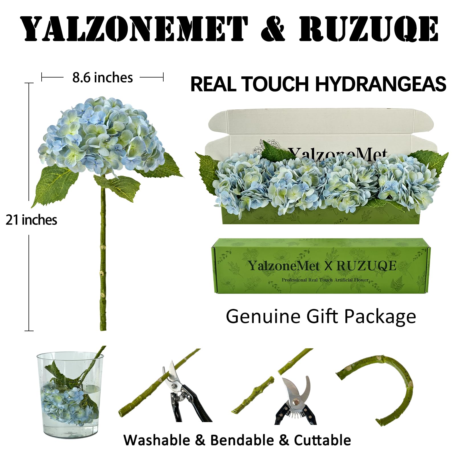 YalzoneMet hydrangea leaves three per stem for natural accents