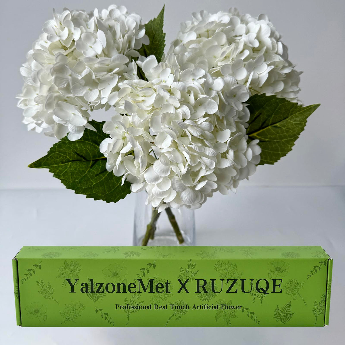 YalzoneMet white hydrangea flowers 3pcs 21inch for durable table decor
