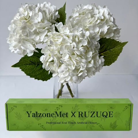 YalzoneMet white hydrangea flowers 3pcs 21inch for durable table decor