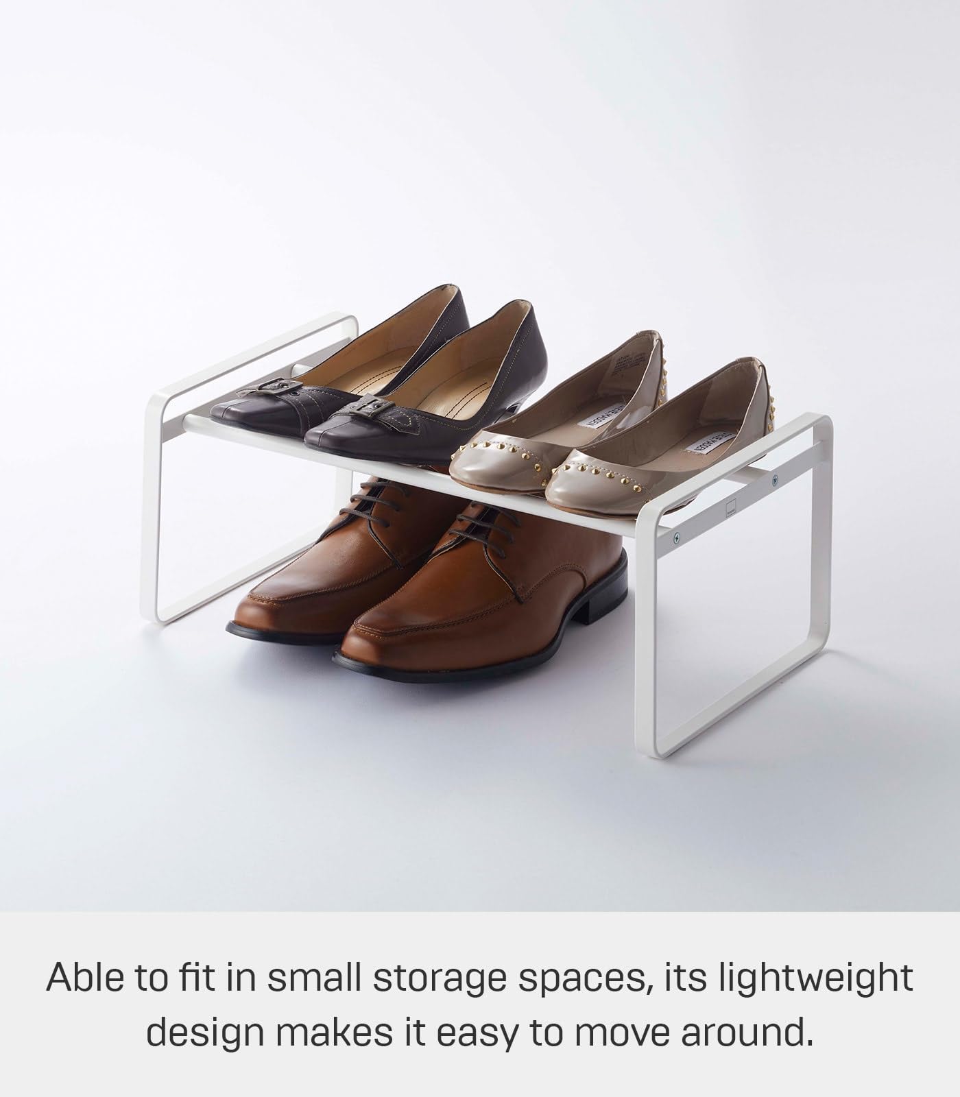 Yamazaki Home Frame extended width demonstrates flexible closet fit.