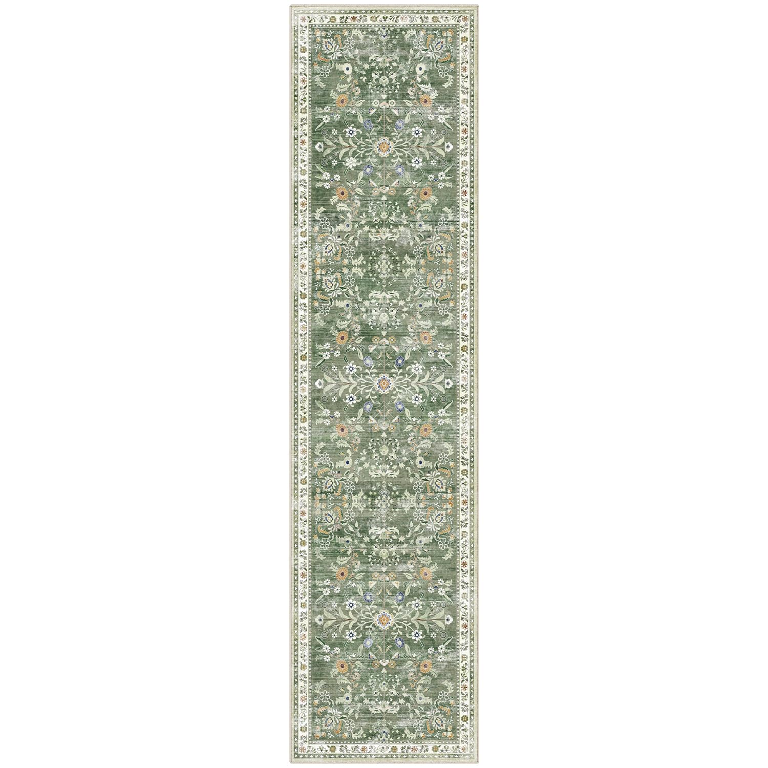 Yamaziot green mottled rug adds soft color and inviting texture to entrances.