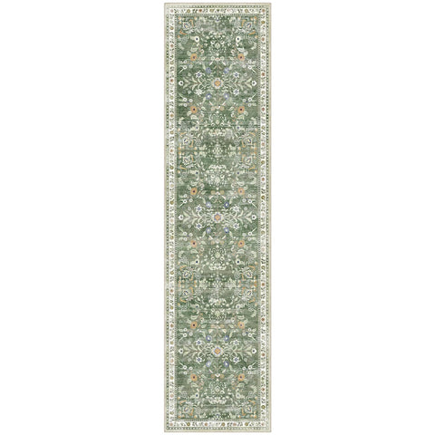 Yamaziot green mottled rug adds soft color and inviting texture to entrances.