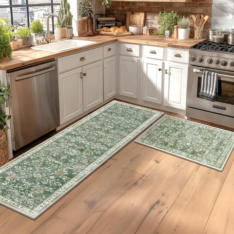 Yamaziot rug features non-slip rubber backing to stay put in busy areas.
