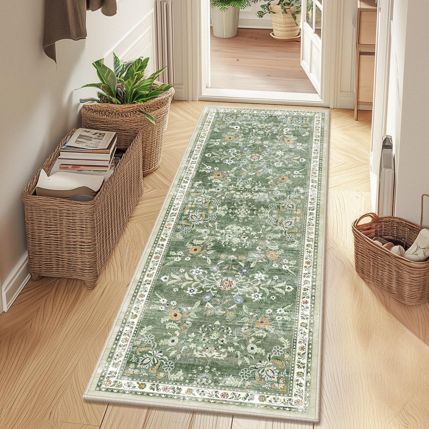 Yamaziot machine-washable rug for easy cleaning and upkeep.