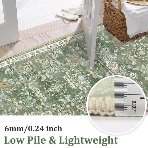 Yamaziot floral green boho pattern adds vintage charm to hallways.