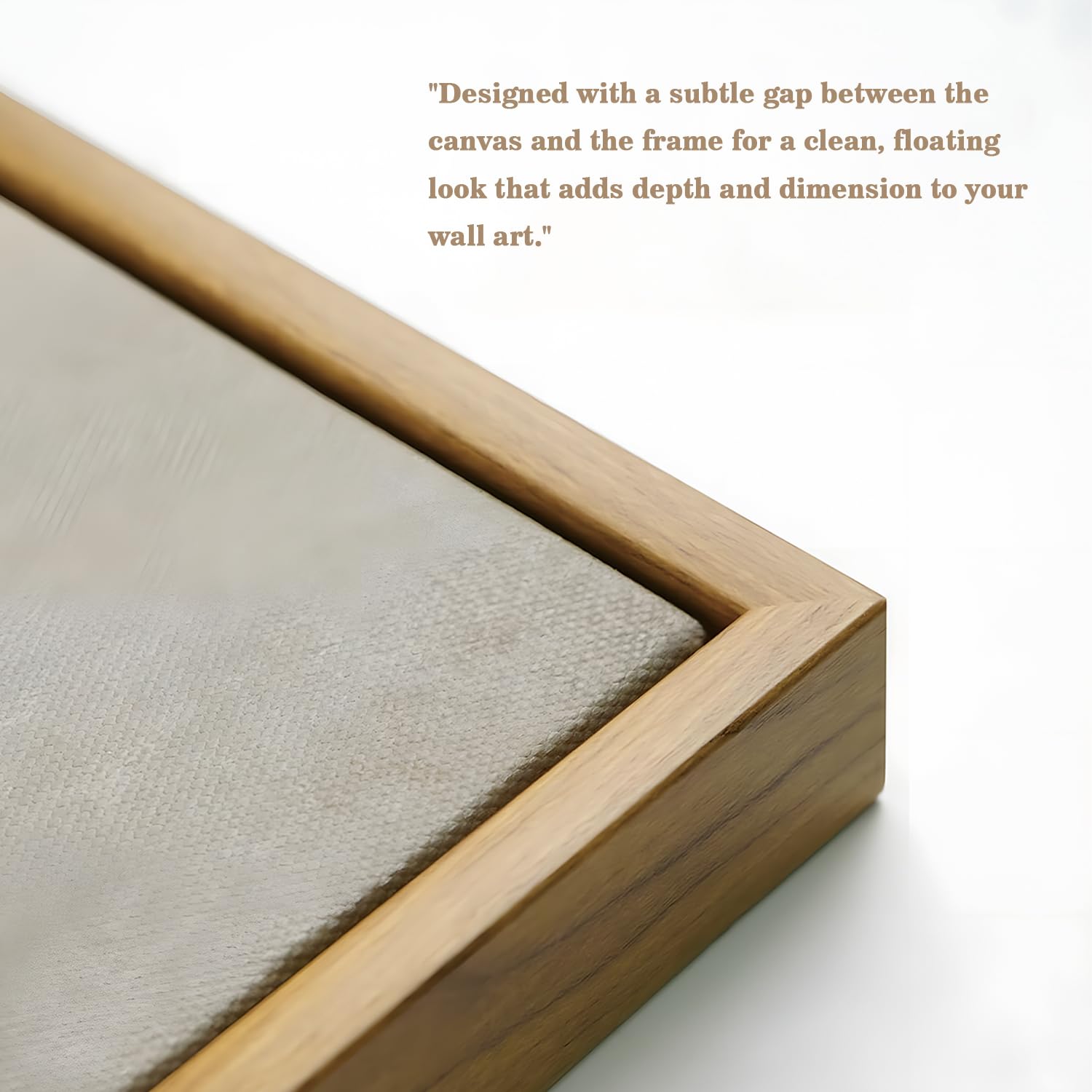 Yaneiro floating wood frame enhances depth for a polished gallery-ready look.