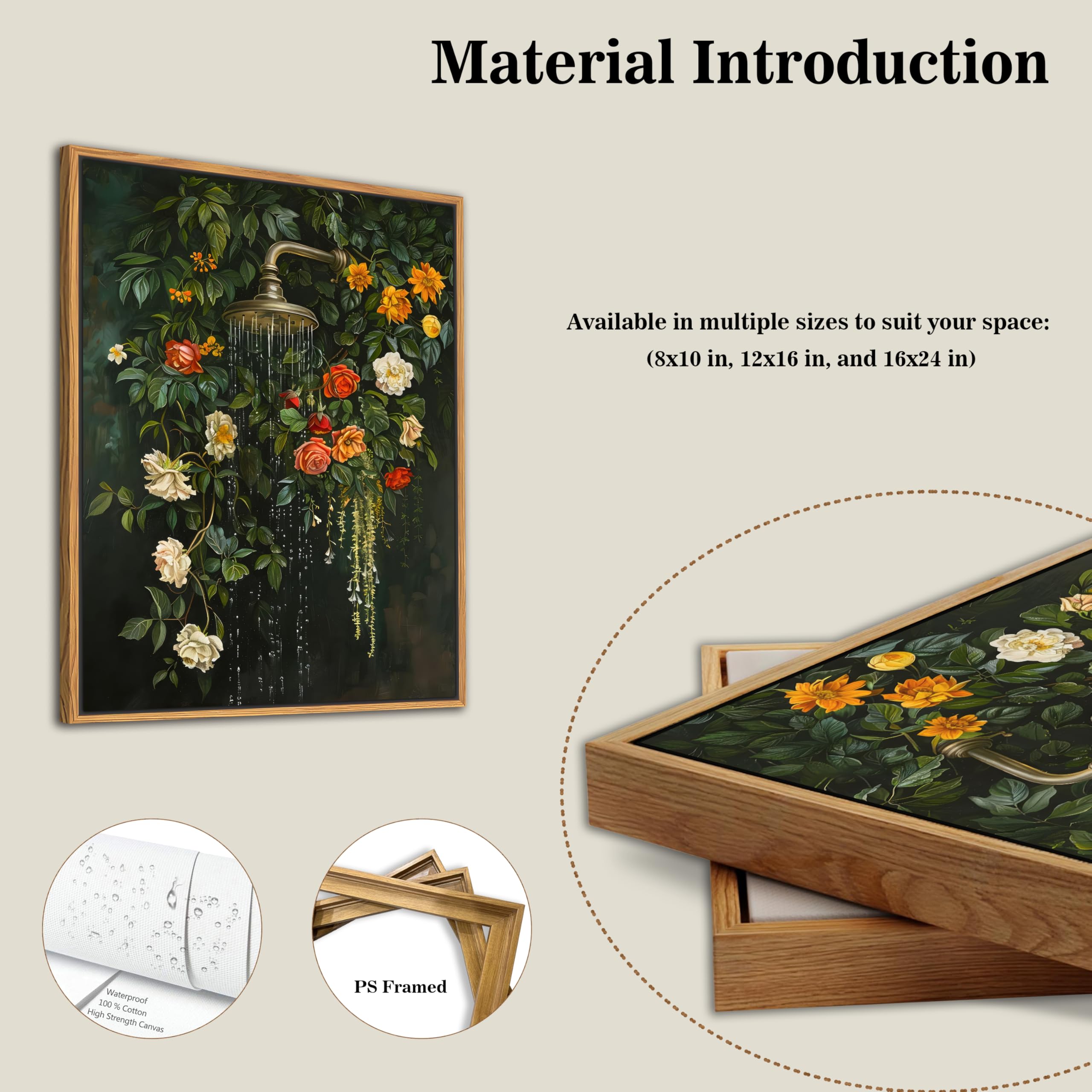 Yaneiro vintage botanical wall art showcases deep green tones suitable for cottagecore decor.