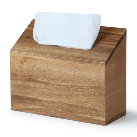 YANGQIHOME Acacia towel box cover fits Kleenex boxes for tidy tissues.