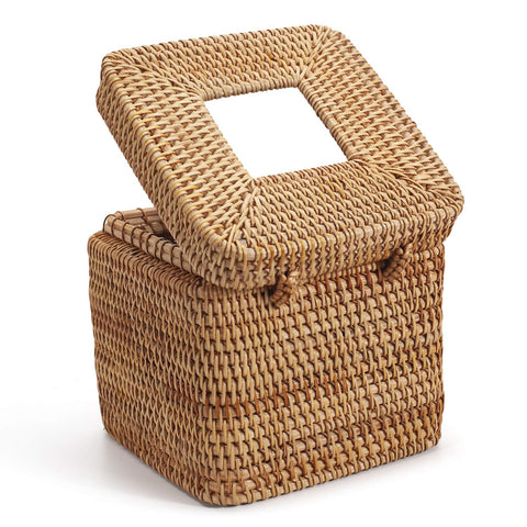 YANGQIHOME tissue box cover on dining table adding rustic elegance.