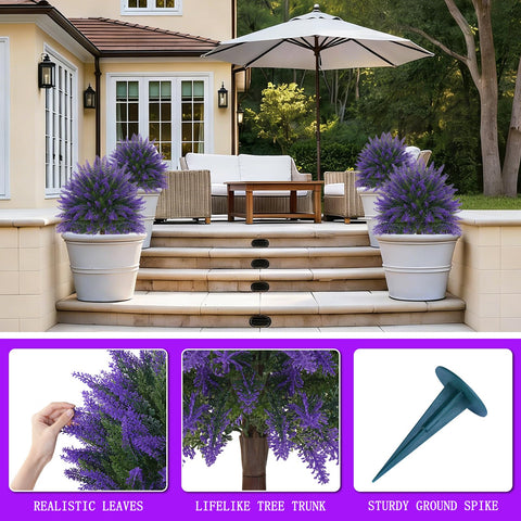 Topiary with stakes provides stable outdoor display, Yangrass.