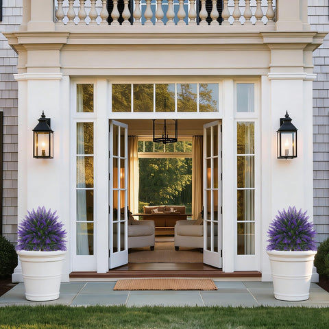 Yangrass lavender topiary pair enhances indoor décor with maintenance-free appeal.