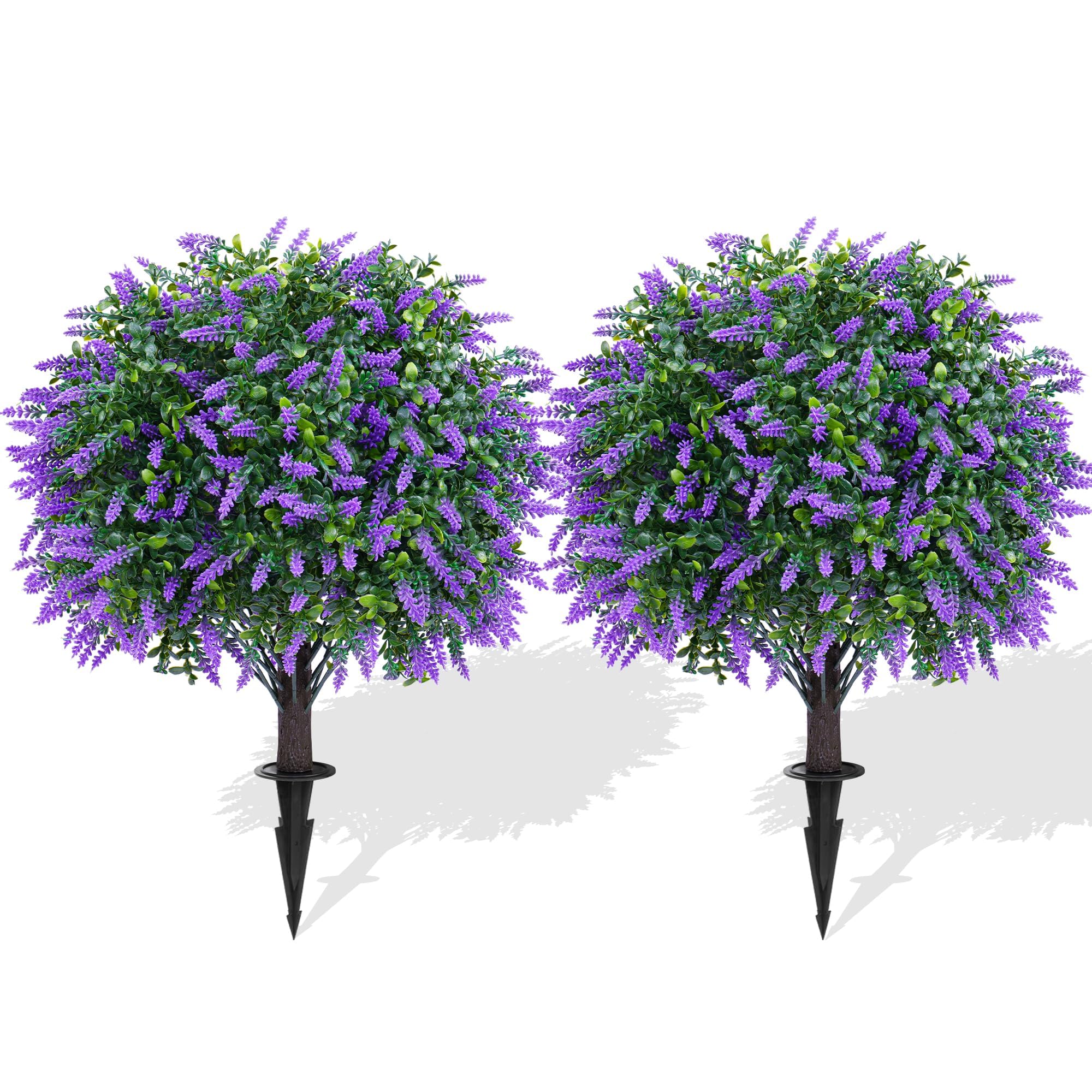 Yangrass artificial lavender topiary ball with ground spike for quick outdoor setup