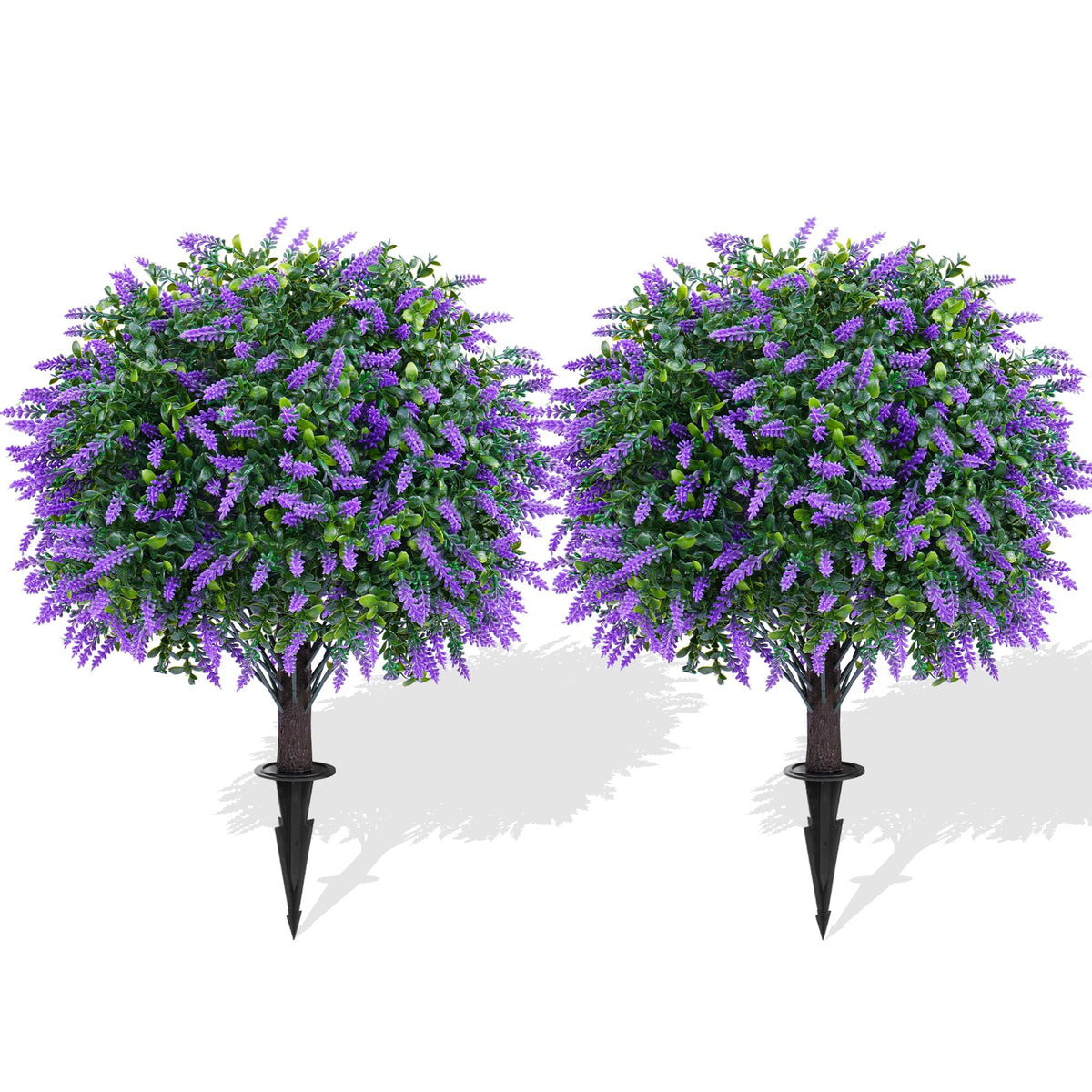 Yangrass artificial lavender topiary ball with ground spike for quick outdoor setup