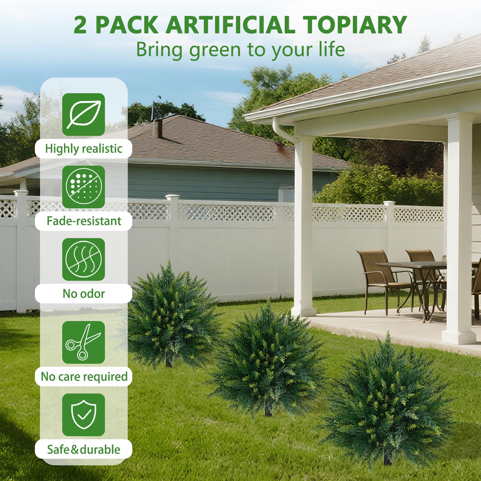 Yangrass faux plants for backyard landscape require no watering.