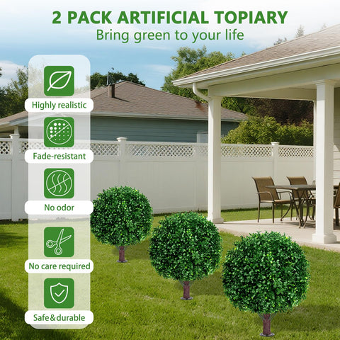 Yangrass front porch topiary display adds instant curb appeal.