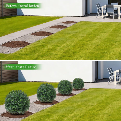 Yangrass packaging-ready topiary set ready for easy installation.
