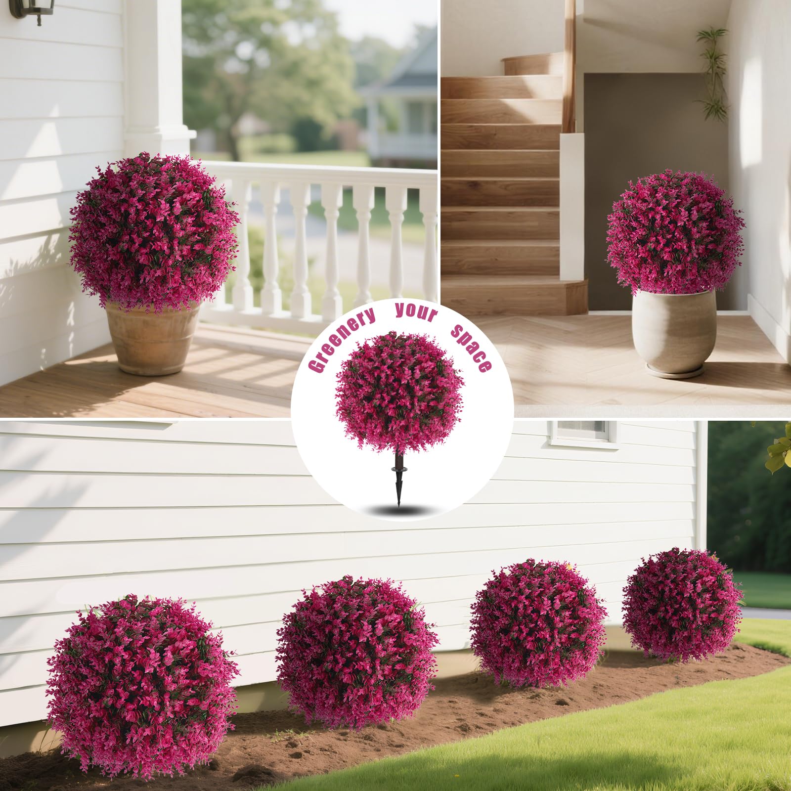 Yangrass set of 2 artificial shrubs for versatile indoor or outdoor decor.