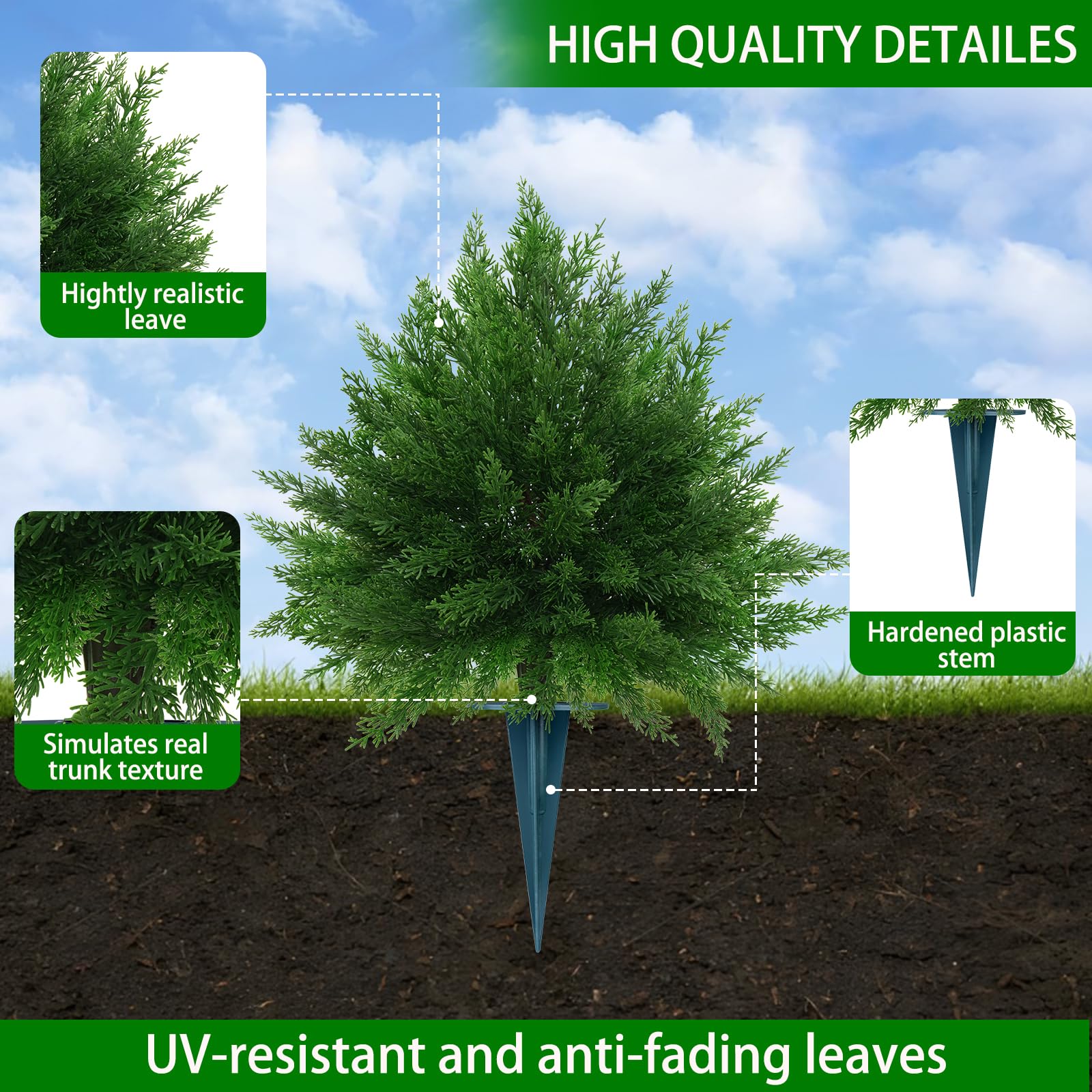 Two-pack outdoor faux shrubs ideal for porches and gardens.