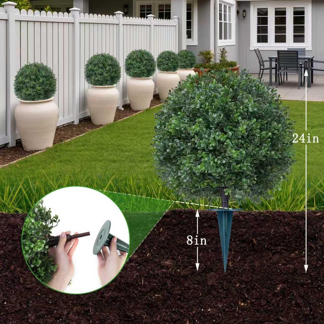 Yangrass UV-resistant boxwood maintains color without upkeep.