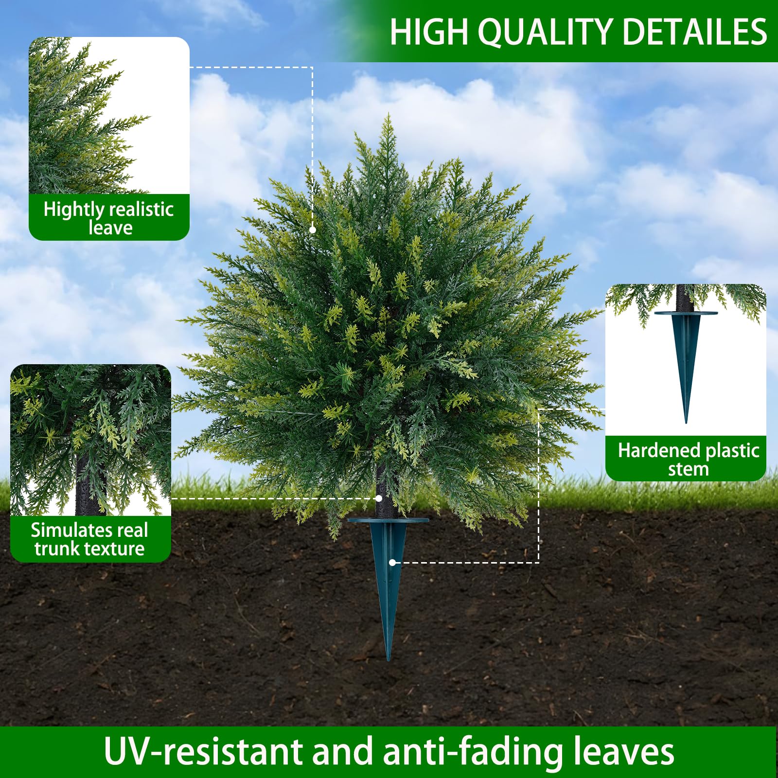 Yangrass UV-resistant cedar topiary foliage close-up showing dense leaves